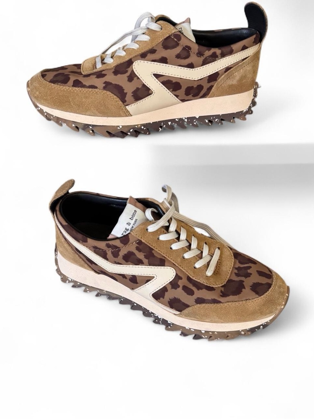 Rag & Bone Retro Runner Leopard Print Suede Leather Sneakers EU 37 - Picture 2 of 8